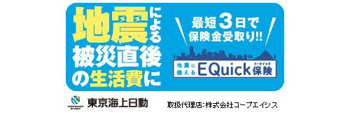 東京海上日動火災保険株式会社 地震に備えるEQuick保険